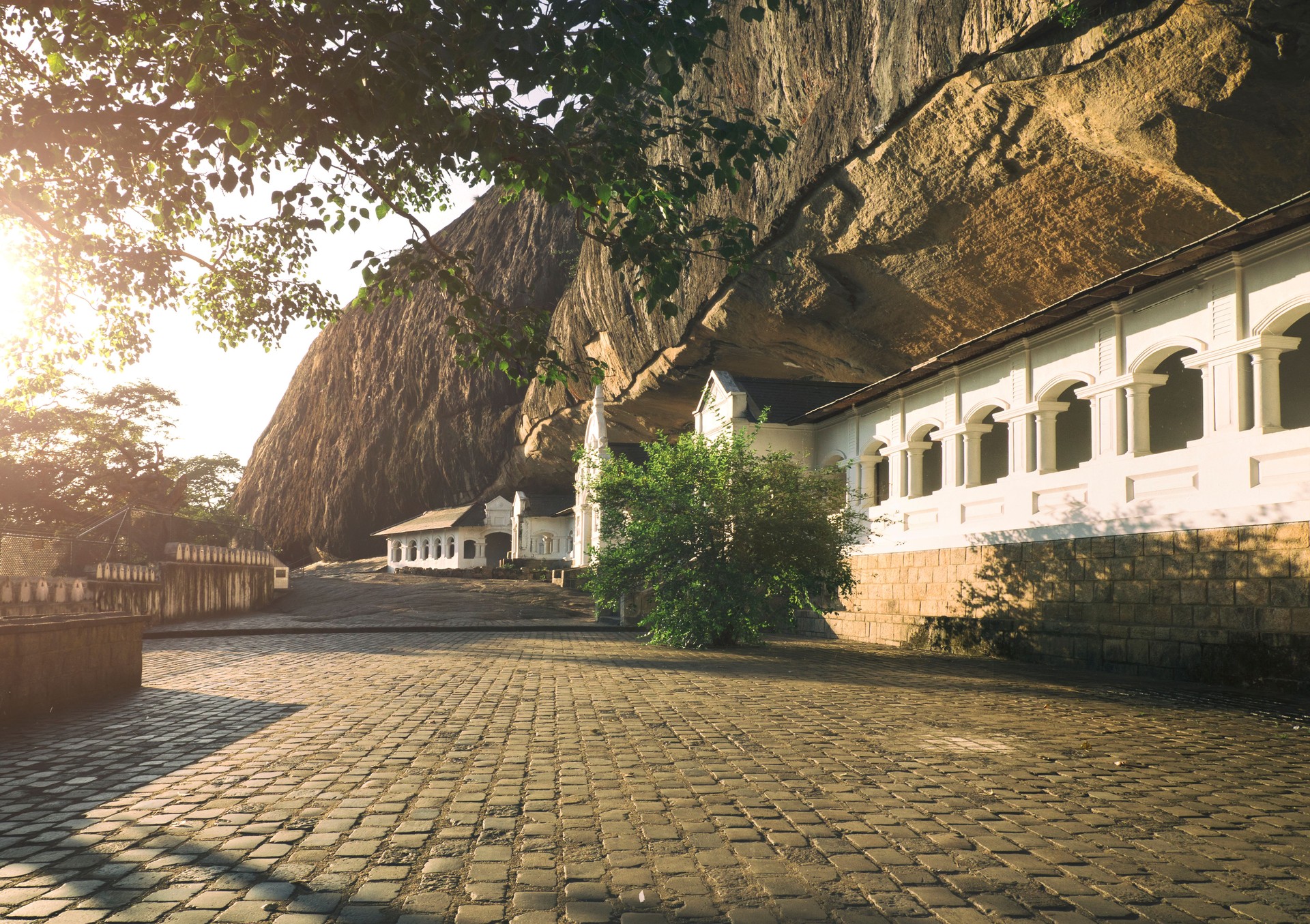 Dambulla rock cave temple at sunrise